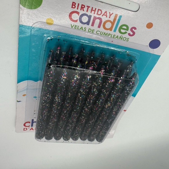 Birthday Candles Black with Glitter - 24 Pack - Picture 2 of 4